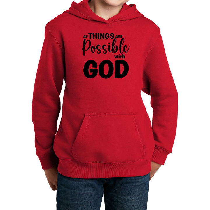 Youth Long Sleeve Hoodie All Things are Possible with God - Black - Youth