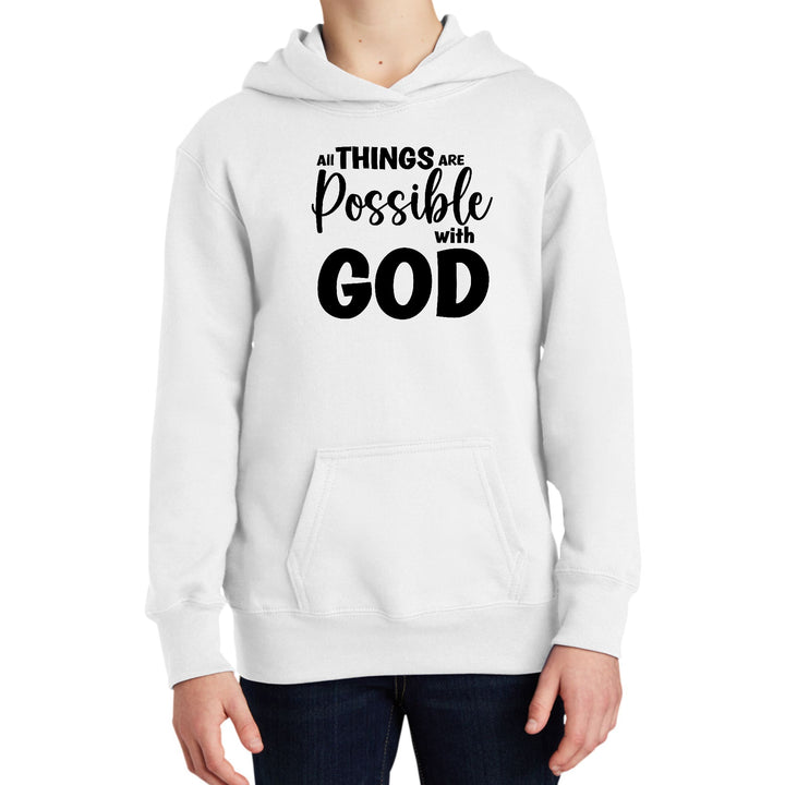 Youth Long Sleeve Hoodie All Things are Possible with God - Black - Youth