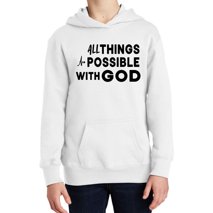 Youth Long Sleeve Hoodie All Things are Possible with God Black - Youth