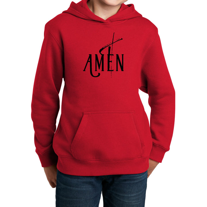 Youth Long Sleeve Hoodie Amen Black Print - Youth | Hoodies