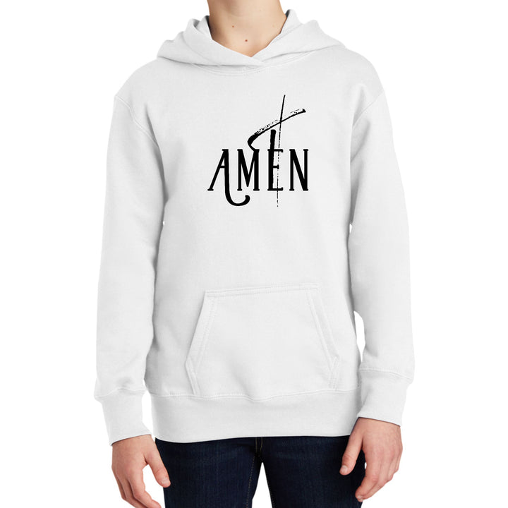 Youth Long Sleeve Hoodie Amen Black Print - Youth | Hoodies