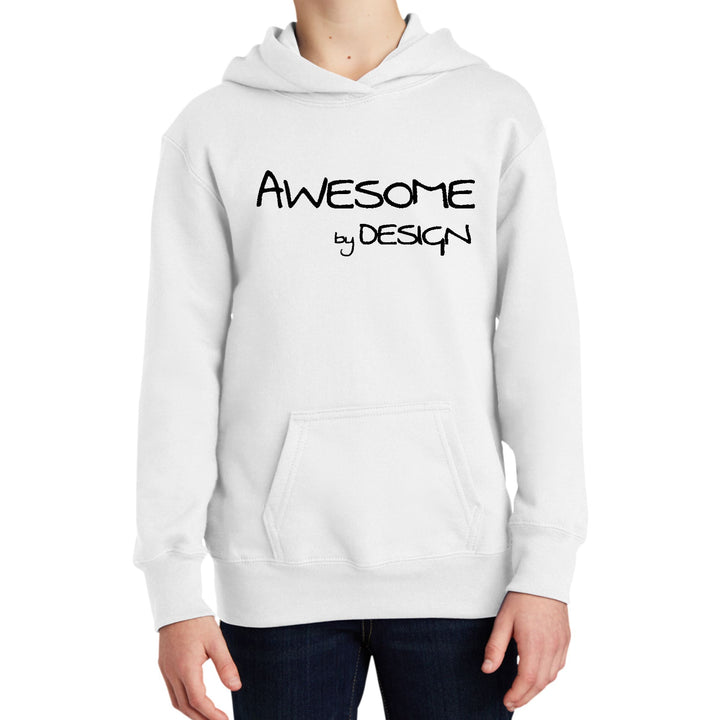 Youth Long Sleeve Hoodie Awesome by Design Black Print - Youth | Hoodies