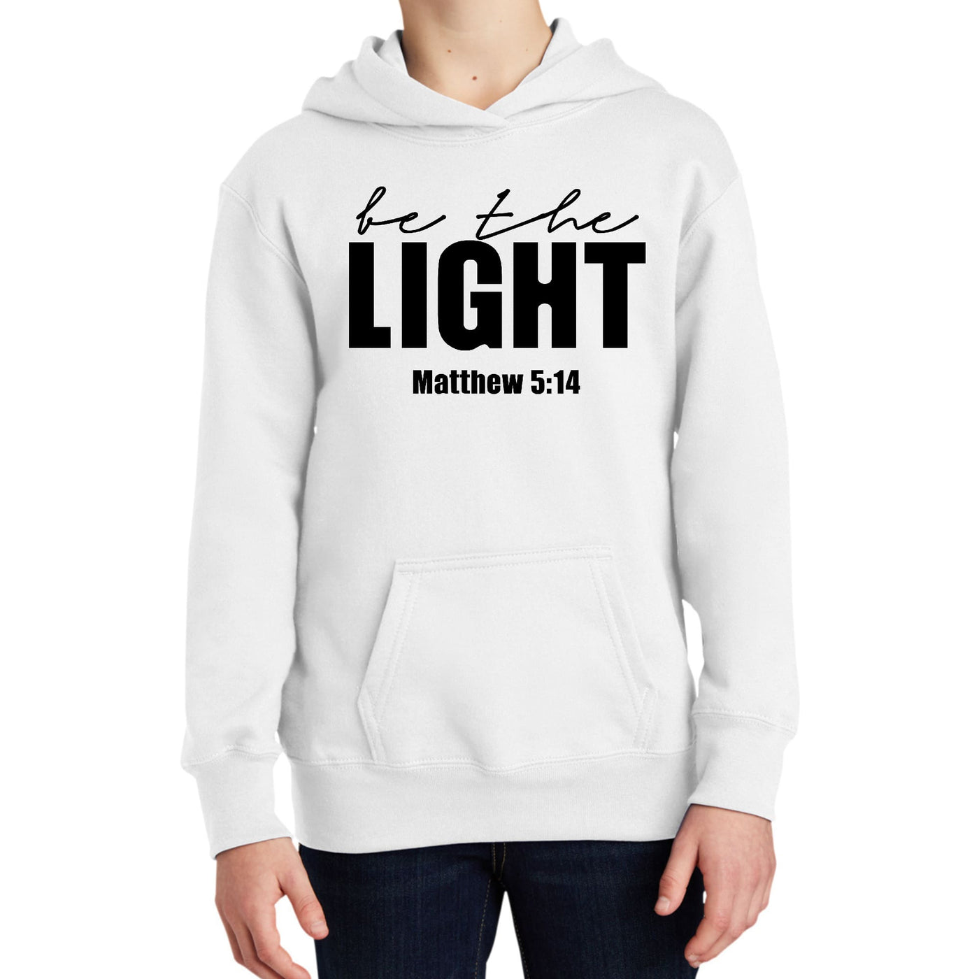 Youth Long Sleeve Hoodie Be The Light Inspirational Art Illustration, - Youth
