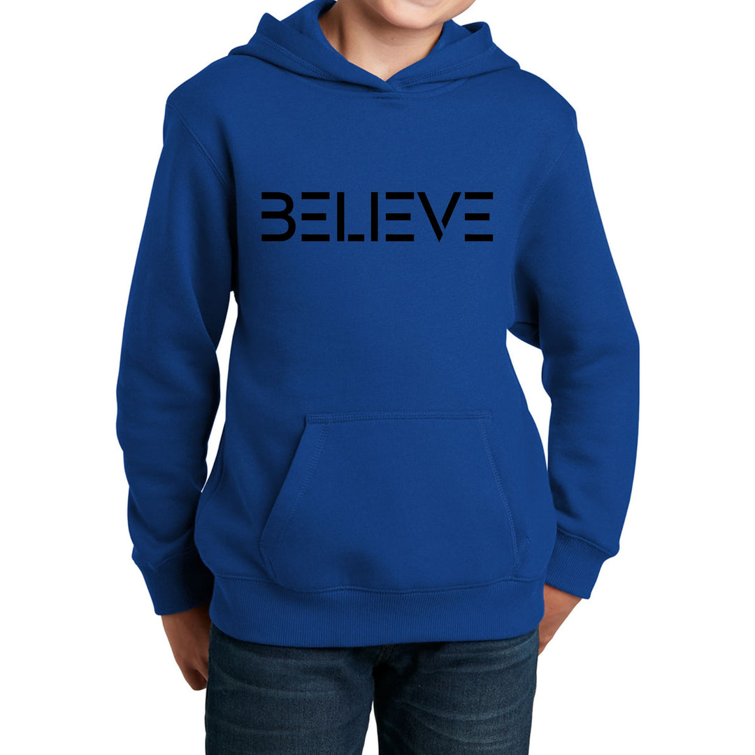 Youth Long Sleeve Hoodie Believe Black Print - Youth | Hoodies