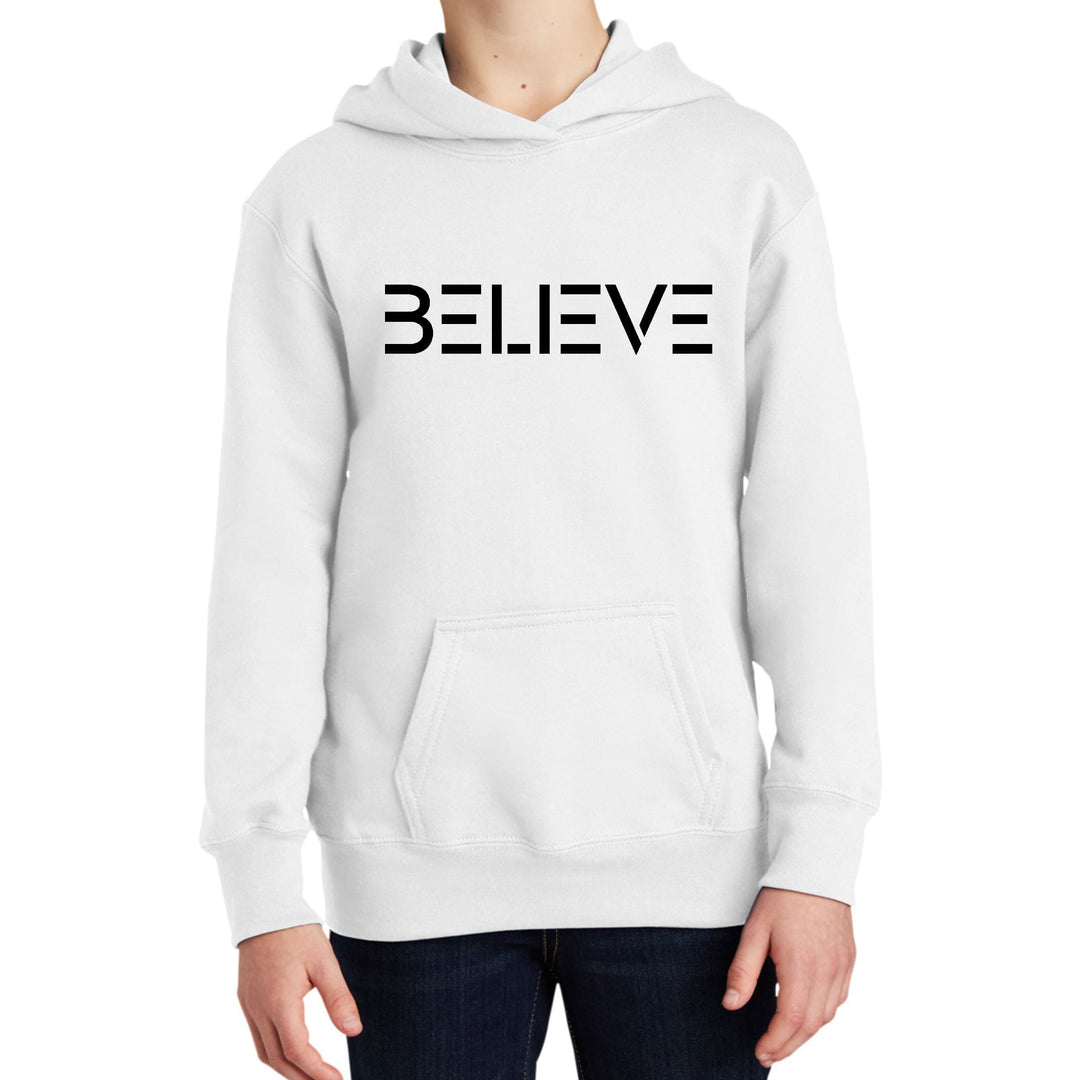 Youth Long Sleeve Hoodie Believe Black Print - Youth | Hoodies