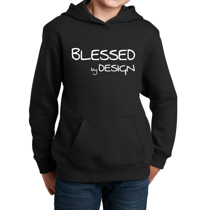 Youth Long Sleeve Hoodie Blessed by Design - Inspirational Affirmation - Youth