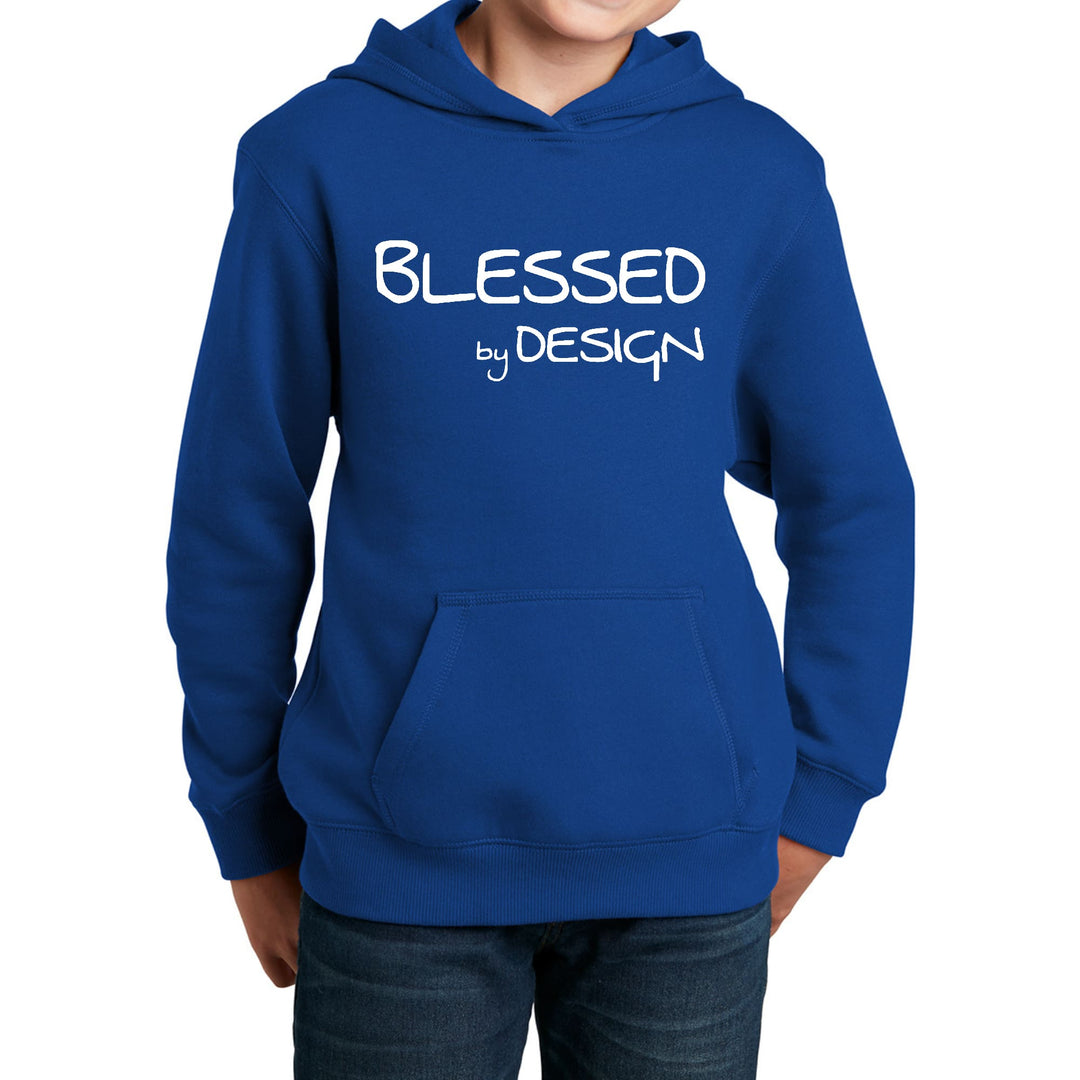 Youth Long Sleeve Hoodie Blessed by Design - Inspirational Affirmation - Youth