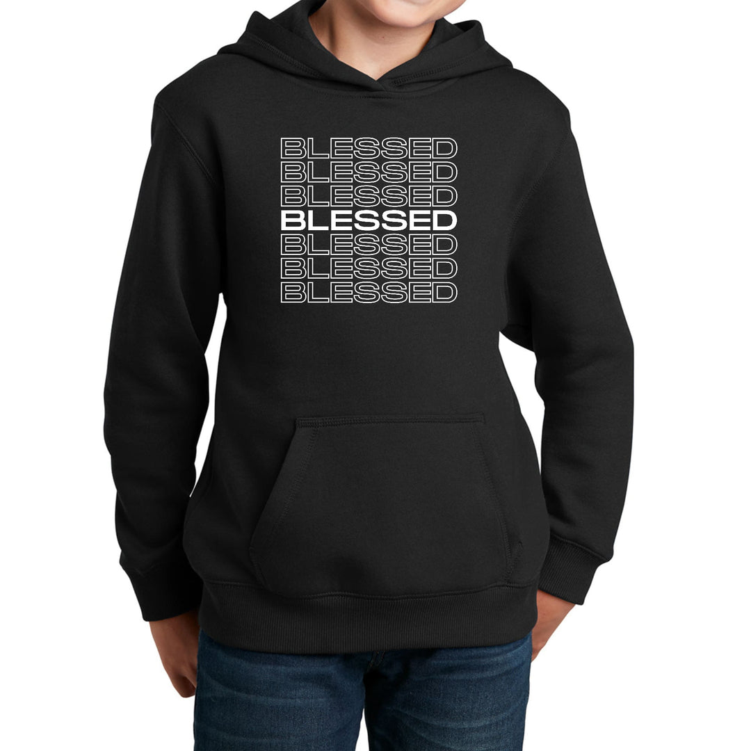 Youth Long Sleeve Hoodie Blessed Stacked Print - Youth | Hoodies
