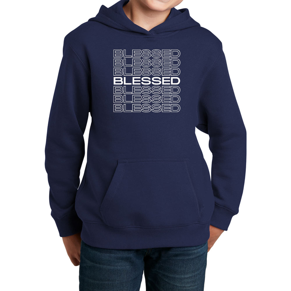Youth Long Sleeve Hoodie Blessed Stacked Print - Youth | Hoodies