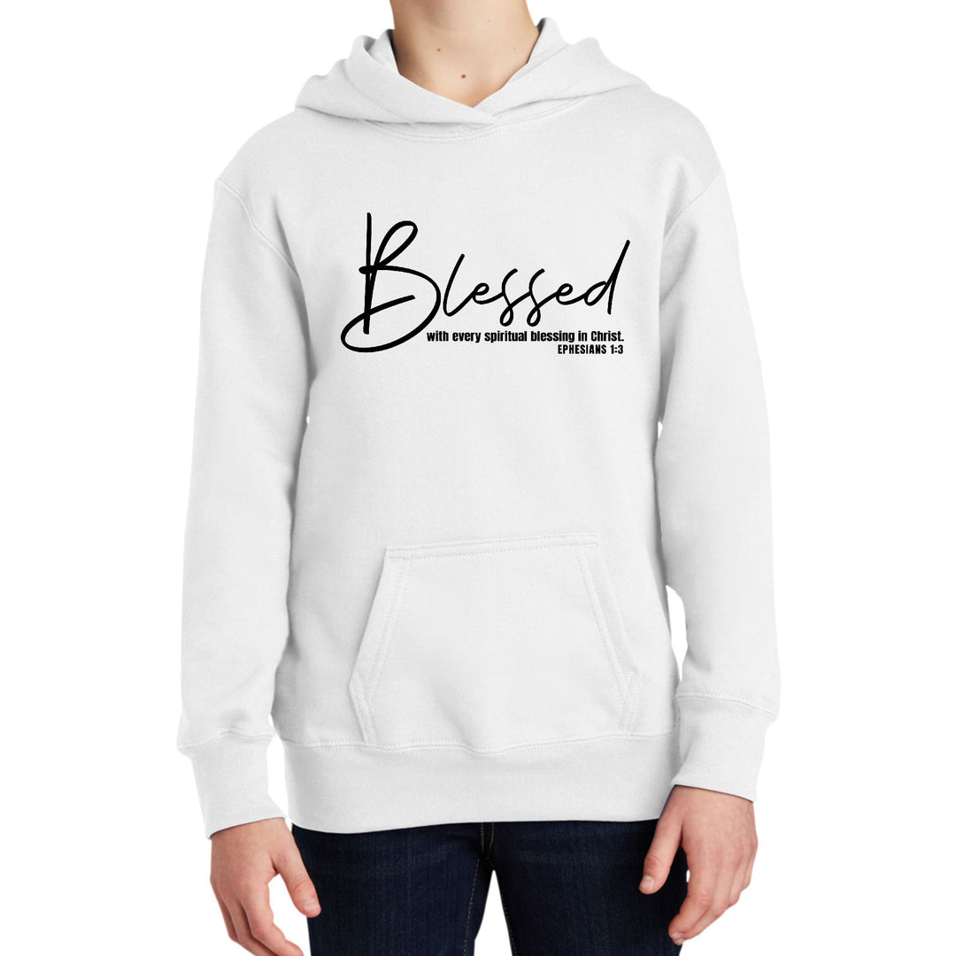Youth Long Sleeve Hoodie Blessed With Every Spiritual Blessing Black - Youth