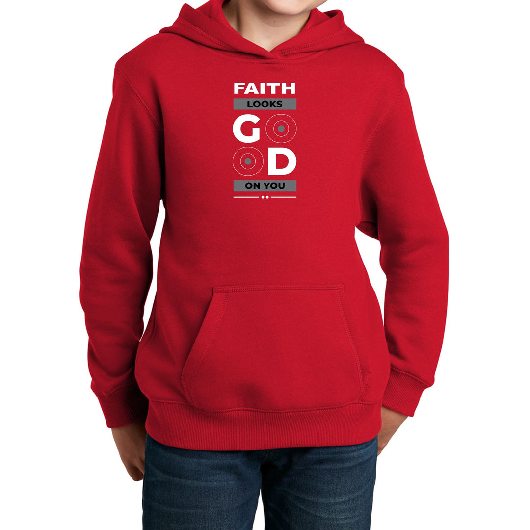 Youth Long Sleeve Hoodie Faith Looks Good - Youth | Hoodies