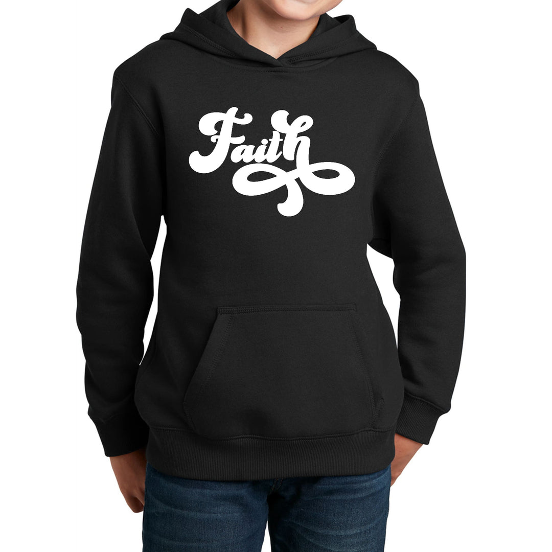 Youth Long Sleeve Hoodie Faith Script Illustration - Youth | Hoodies