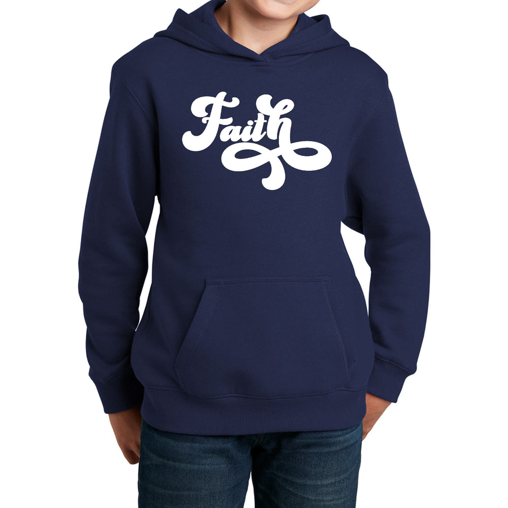 Youth Long Sleeve Hoodie Faith Script Illustration - Youth | Hoodies