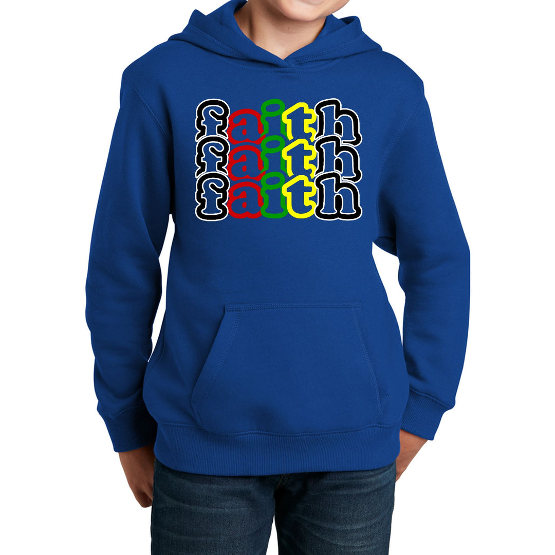 Youth Long Sleeve Hoodie Faith Stack Multicolor Black Illustration - Youth