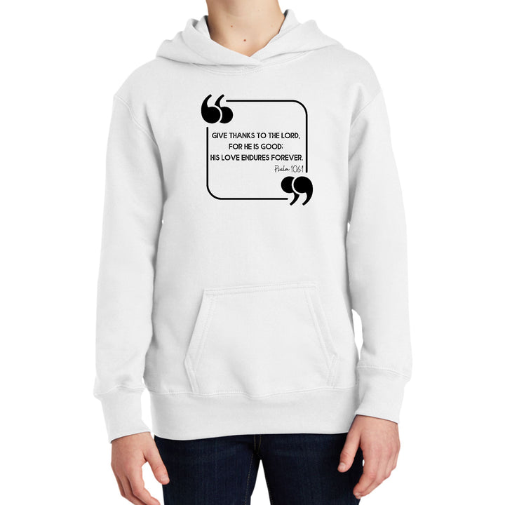 Youth Long Sleeve Hoodie Give Thanks To The Lord Black Illustration - Youth