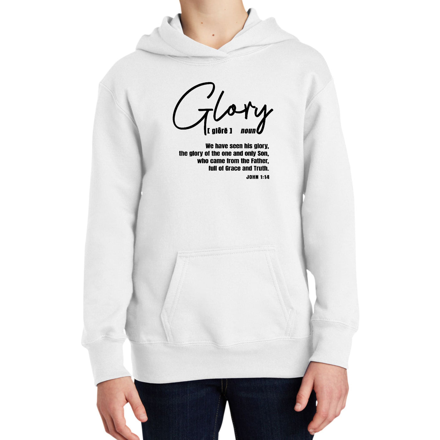 Youth Long Sleeve Hoodie Glory - Christian Inspiration Black - Youth | Hoodies
