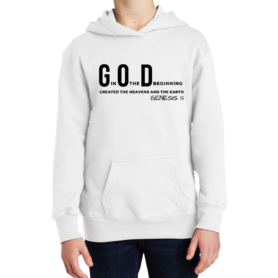 Youth Long Sleeve Hoodie God in the Beginning Print - Youth | Hoodies