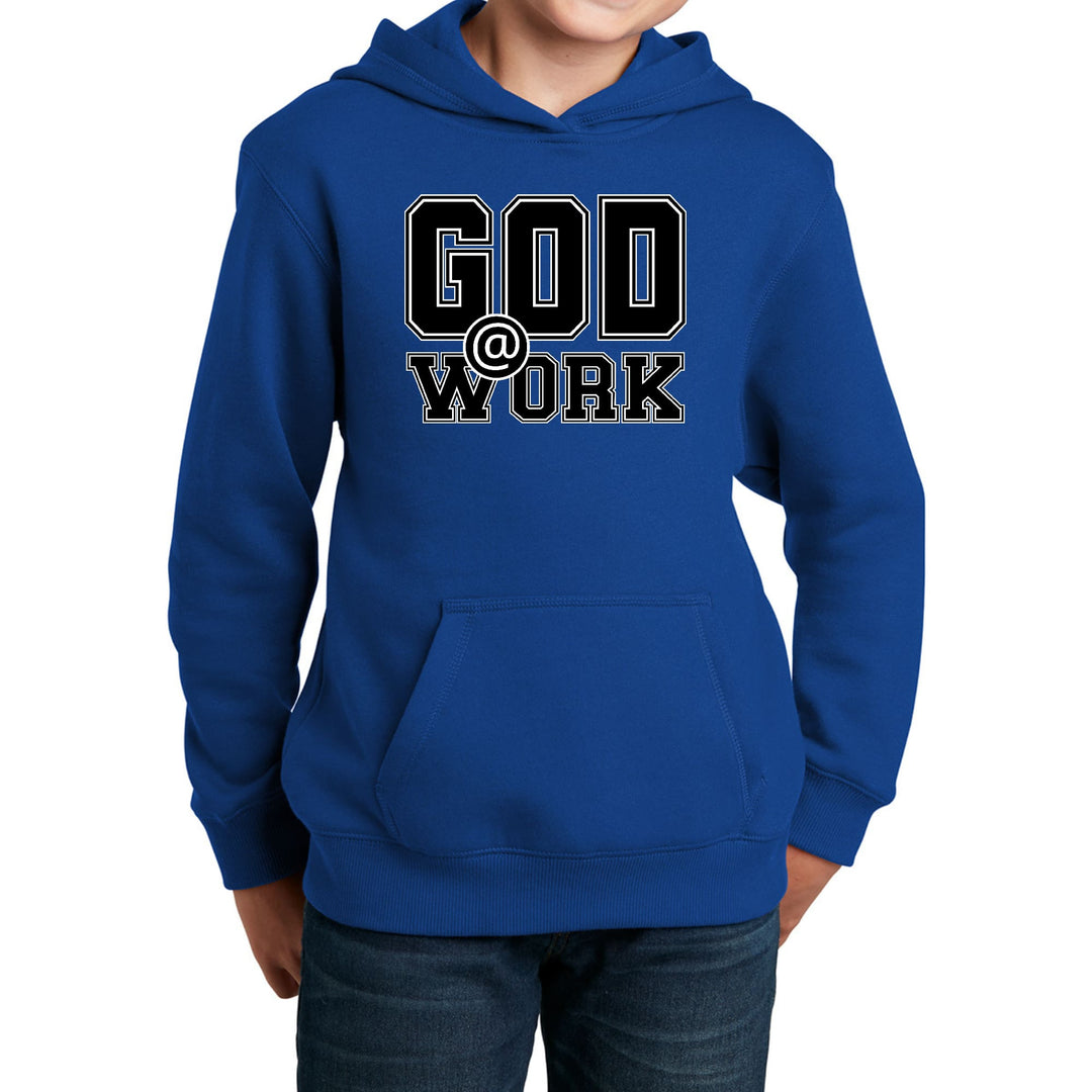 Youth Long Sleeve Hoodie God @ Work Print - Youth | Hoodies