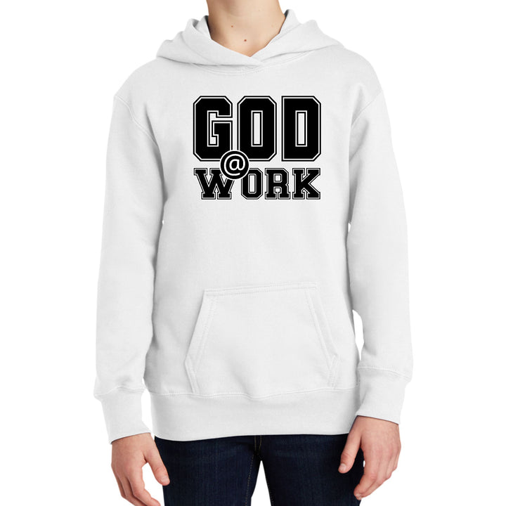 Youth Long Sleeve Hoodie God @ Work Print - Youth | Hoodies