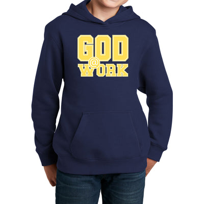 Youth Long Sleeve Hoodie God @ Work Yellow And White Print - Youth | Hoodies