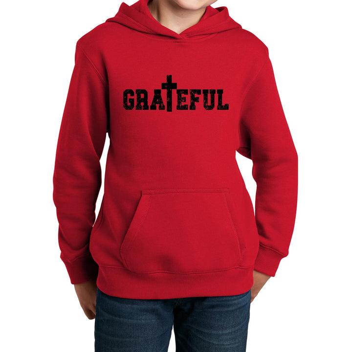 Youth Long Sleeve Hoodie Grateful Print - Youth | Hoodies