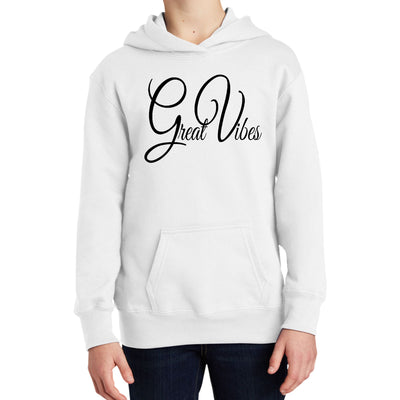 Youth Long Sleeve Hoodie Great Vibes Black Illustration - Youth | Hoodies