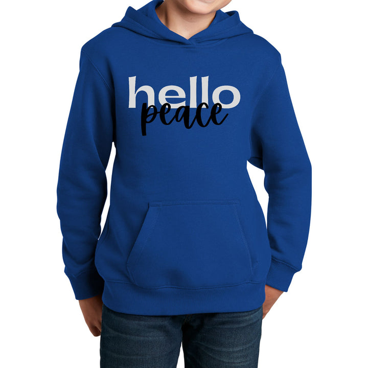 Youth Long Sleeve Hoodie Hello Peace Motivational Peaceful Aspiration - Youth