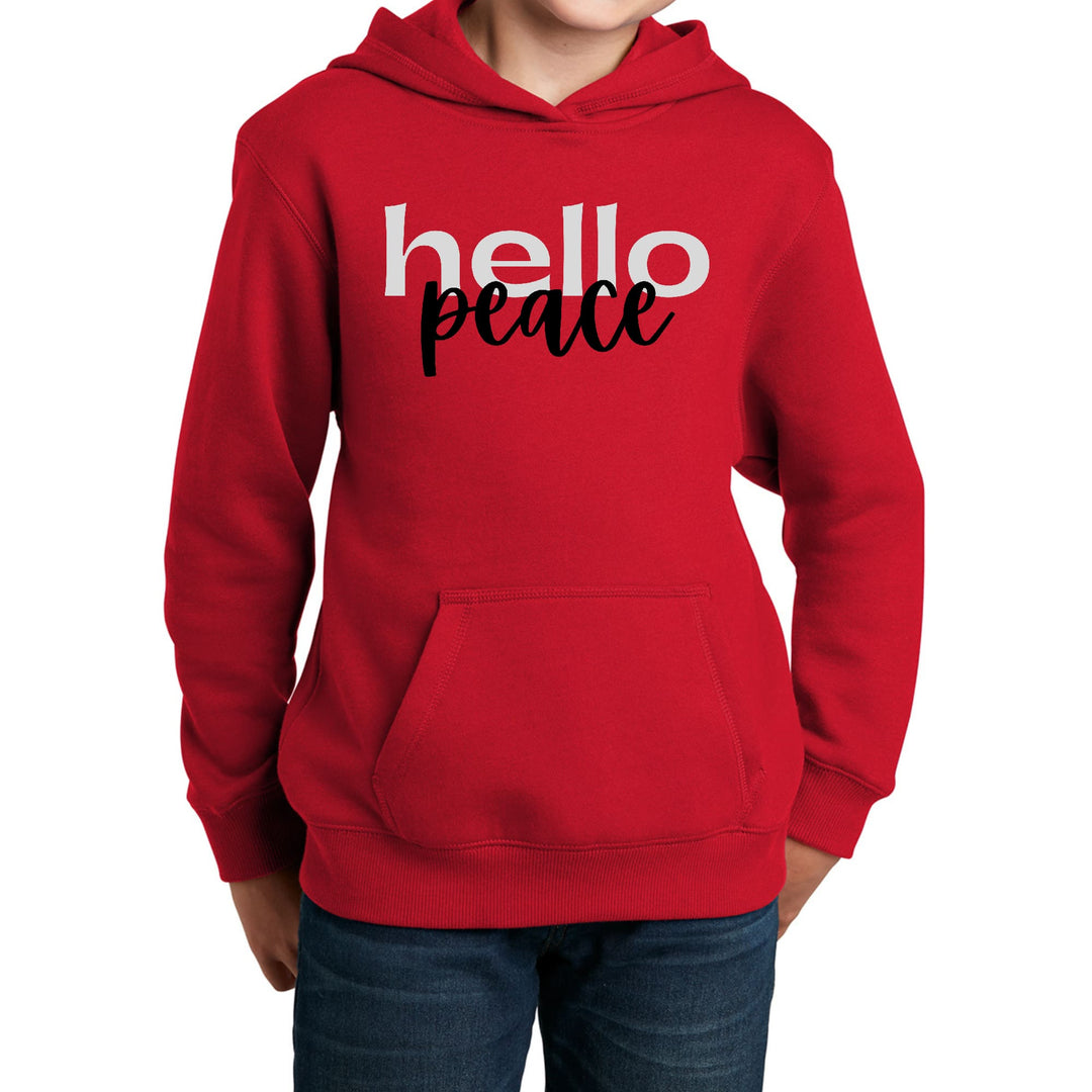 Youth Long Sleeve Hoodie Hello Peace Motivational Peaceful Aspiration - Youth