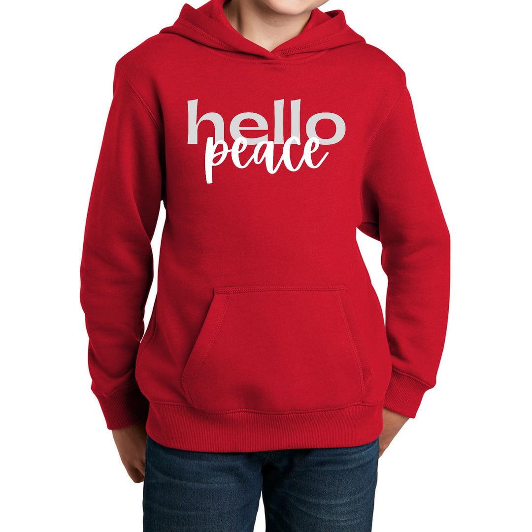 Youth Long Sleeve Hoodie Hello Peace Motivational Peaceful Aspiration - Youth