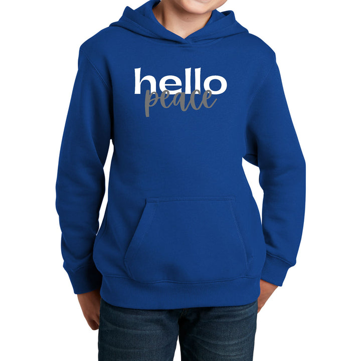 Youth Long Sleeve Hoodie Hello Peace White and Gray - Youth | Hoodies