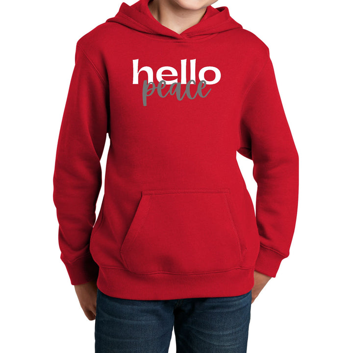 Youth Long Sleeve Hoodie Hello Peace White and Gray - Youth | Hoodies