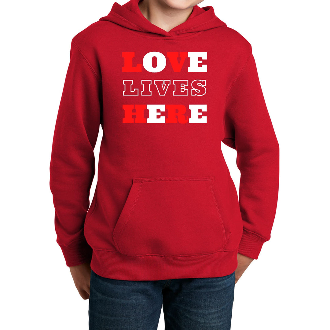 Youth Long Sleeve Hoodie Love Lives Here Christian Inspiration - Youth | Hoodies