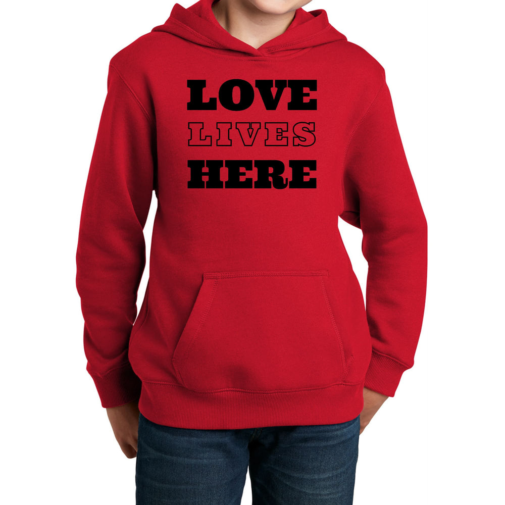 Youth Long Sleeve Hoodie Love Lives Here - Youth | Hoodies