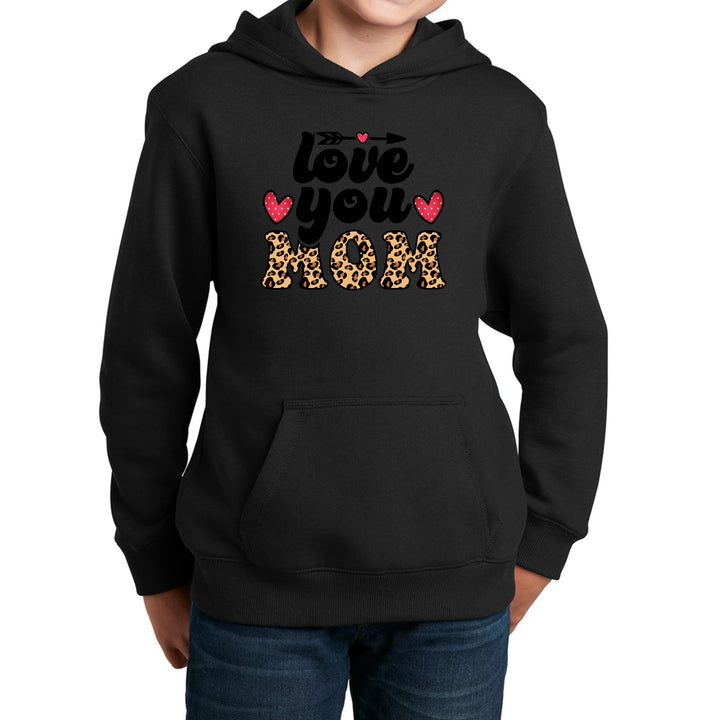 Youth Long Sleeve Hoodie Love you Mom Leopard Print - Girls | Hoodies