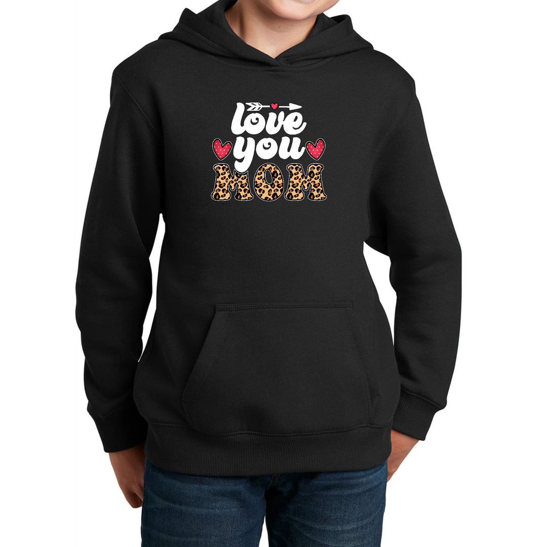 Youth Long Sleeve Hoodie Love you Mom Leopard Print - Girls | Hoodies