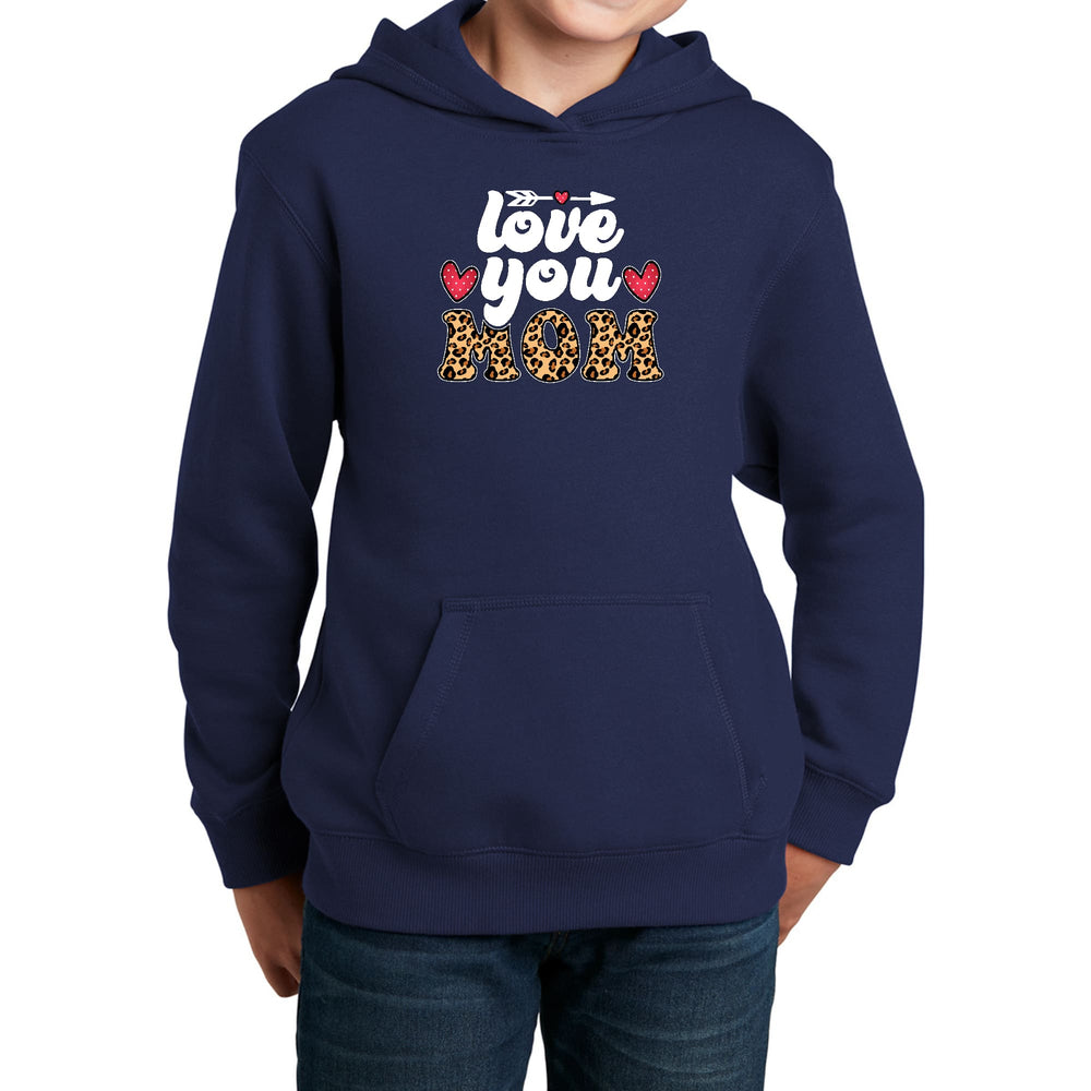 Youth Long Sleeve Hoodie Love you Mom Leopard Print - Girls | Hoodies