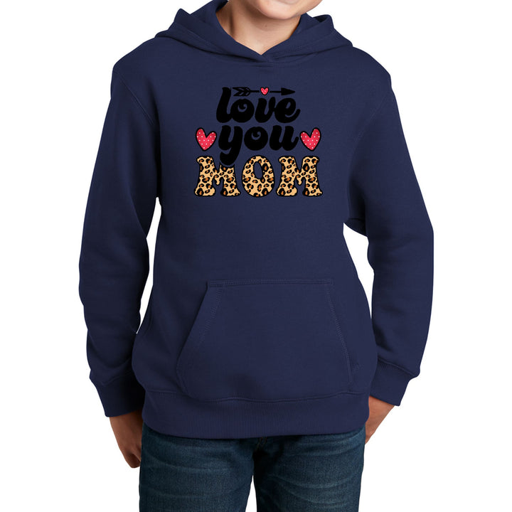 Youth Long Sleeve Hoodie Love you Mom Leopard Print - Girls | Hoodies