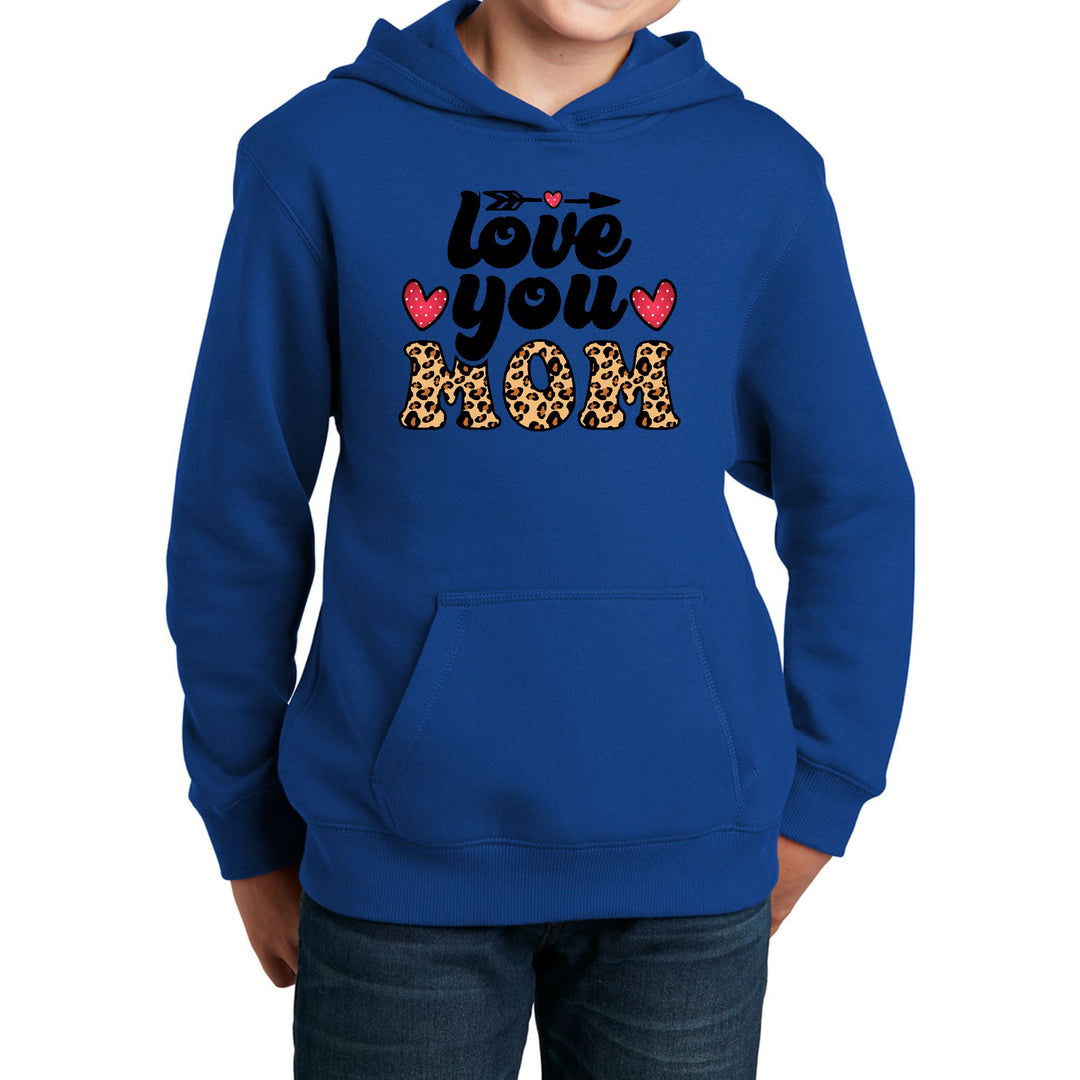 Youth Long Sleeve Hoodie Love you Mom Leopard Print - Girls | Hoodies