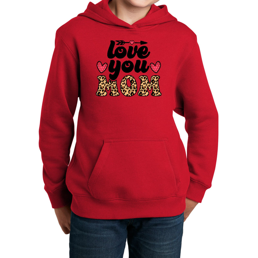 Youth Long Sleeve Hoodie Love you Mom Leopard Print - Girls | Hoodies