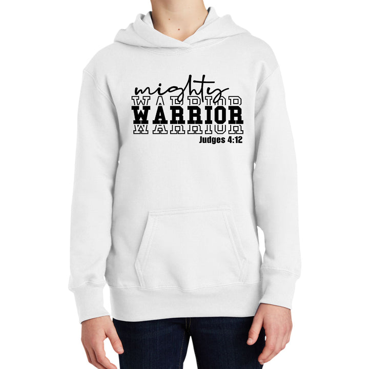 Youth Long Sleeve Hoodie Mighty Warrior Black Illustration - Youth | Hoodies