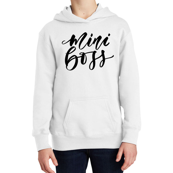 Youth Long Sleeve Hoodie Mini Boss Black Illustration - Youth | Hoodies