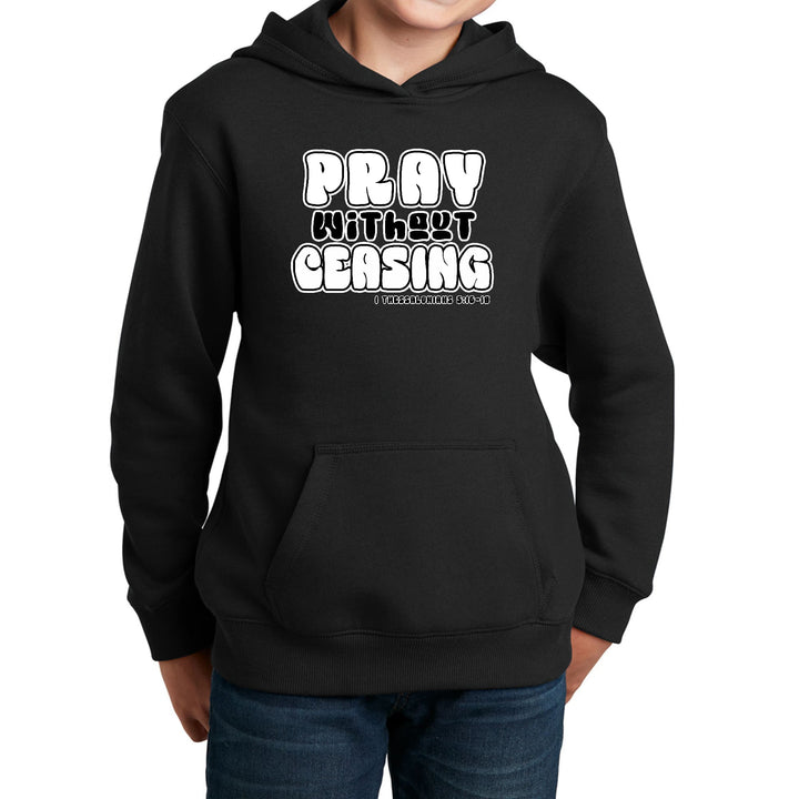 Youth Long Sleeve Hoodie Pray Without Ceasing Inspirational - Youth | Hoodies