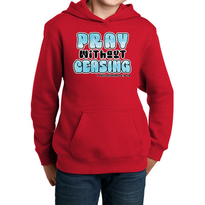 Youth Long Sleeve Hoodie Pray Without Ceasing Inspirational - Youth | Hoodies