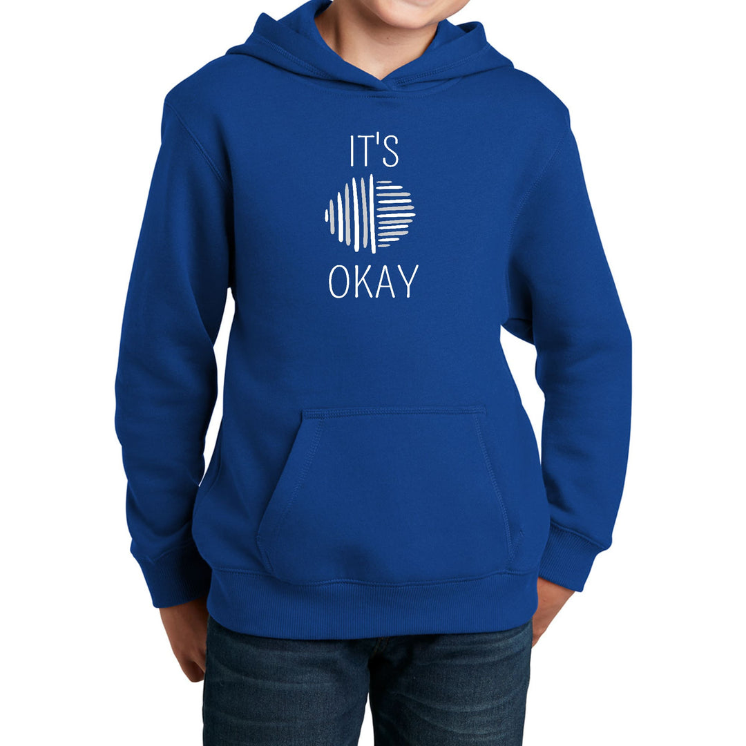 Youth Long Sleeve Hoodie Say It Soul Its Okay Grey And White Line - Youth