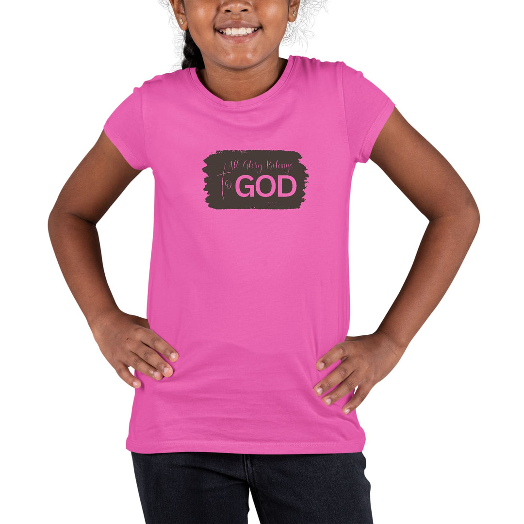 Youth Short Sleeve Graphic T-shirt All Glory Belongs to God Brown - Girls