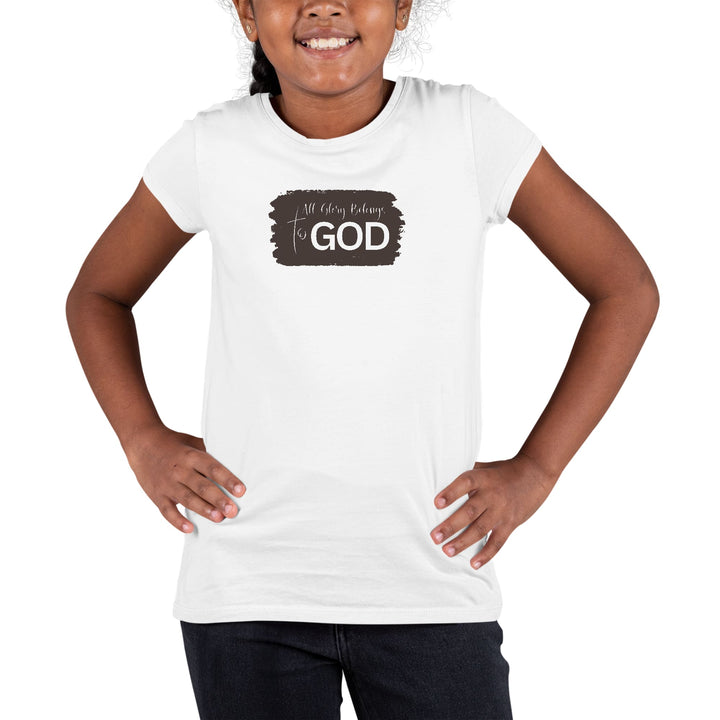 Youth Short Sleeve Graphic T-shirt All Glory Belongs to God Brown - Girls