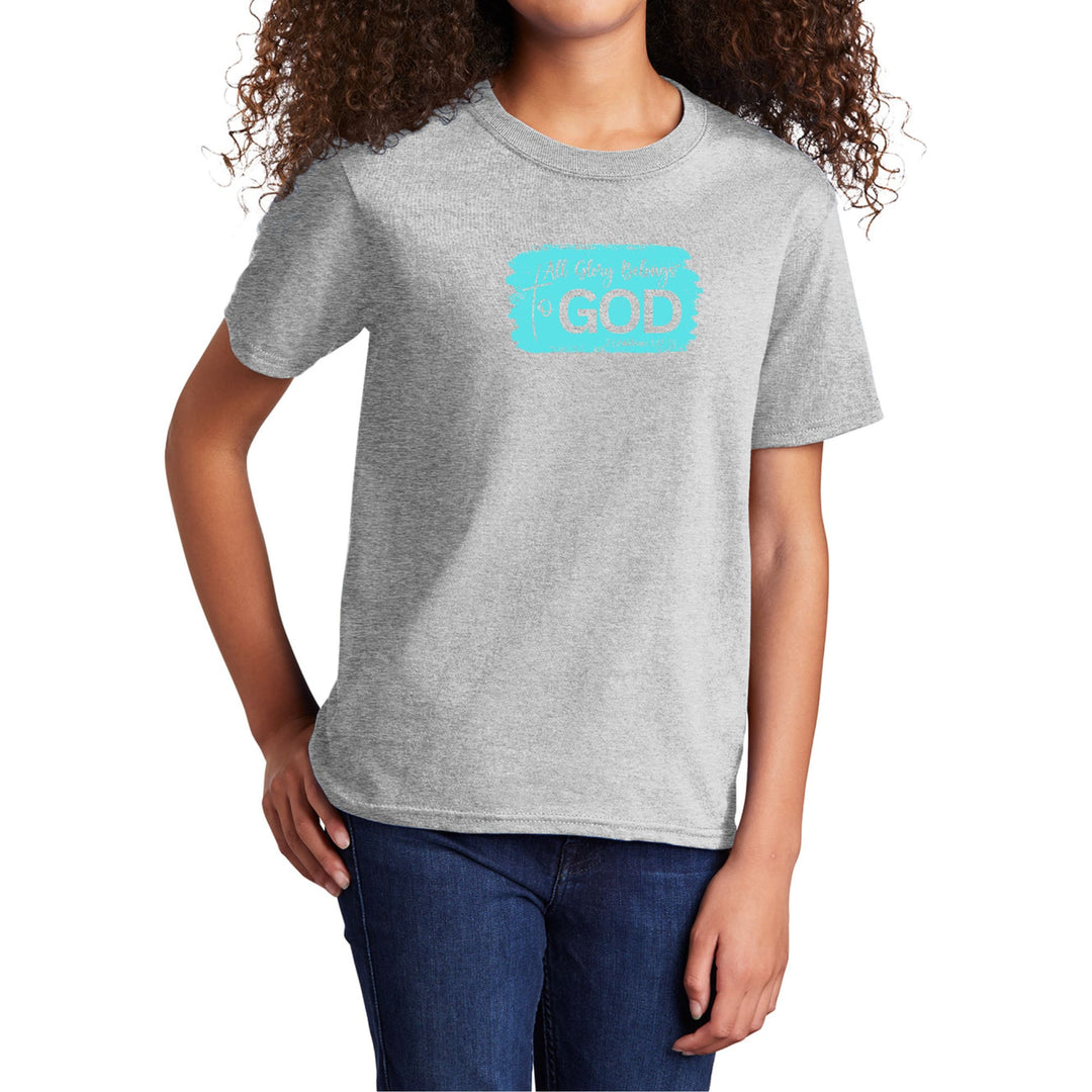 Youth Short Sleeve Graphic T-shirt All Glory Belongs to God Christian - Girls