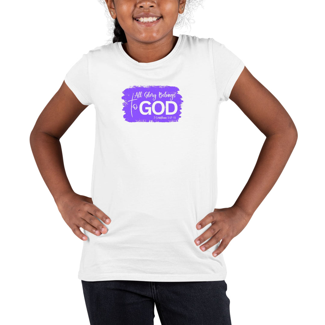 Youth Short Sleeve Graphic T-shirt All Glory Belongs to God Lavender - Girls