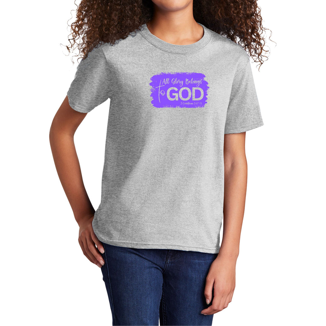 Youth Short Sleeve Graphic T-shirt All Glory Belongs to God Lavender - Girls