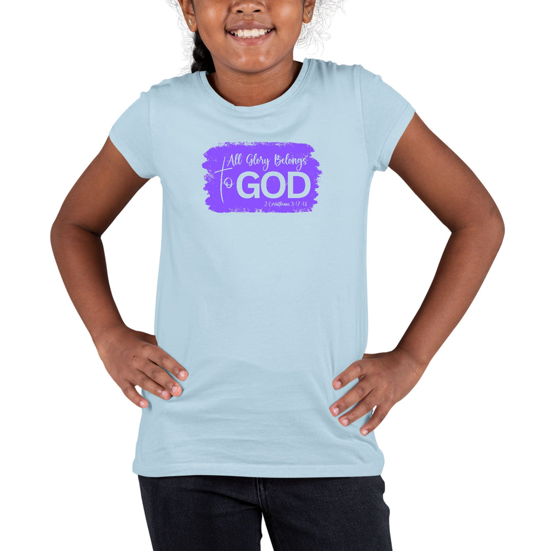 Youth Short Sleeve Graphic T-shirt All Glory Belongs to God Lavender - Girls